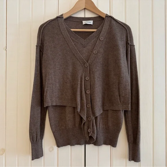 LEMAIRE Brown Merino Wool Sweater - Size 38 Small - Picture 1 of 4